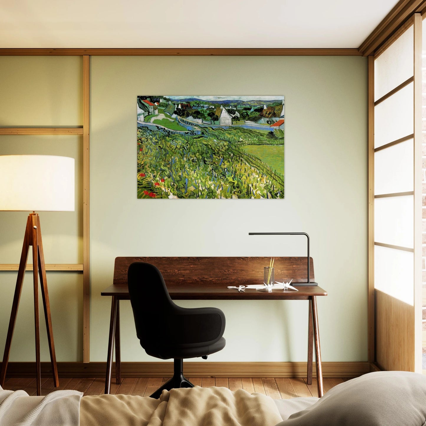 Vineyards with a View of Auvers - Vincent van Gogh Brushed Aluminum Print - 70x100 cm / 28x40 inches | Vincent van Gogh Aluminum Print | Vincent van Gogh Prints