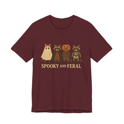 Camiseta de mapache espeluznante, divertida camiseta gráfica de Halloween, bonita camiseta vintage de otoño, moderna camiseta de Halloween para mujer, camiseta de mapache salvaje