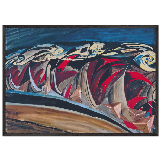 Lights  Sounds of a Night Train - 1924 - Benedetta Cappa 70x100 cm / 28x40 inches Framed Art Print – Black Wooden Frame