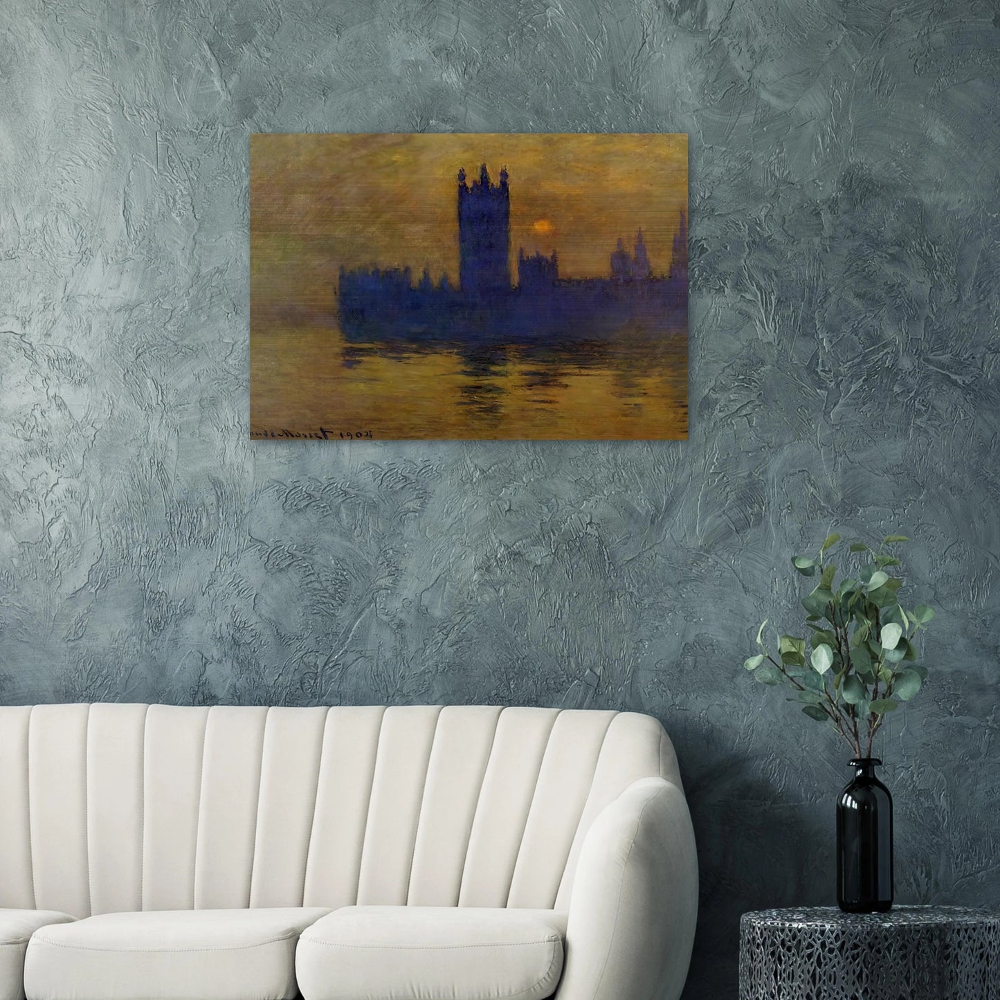 Houses of Parliament, Sunset 02 - claude monet Brushed Aluminum Print - 70x100 cm / 28x40 inches | claude monet Aluminum Print | claude monet Prints