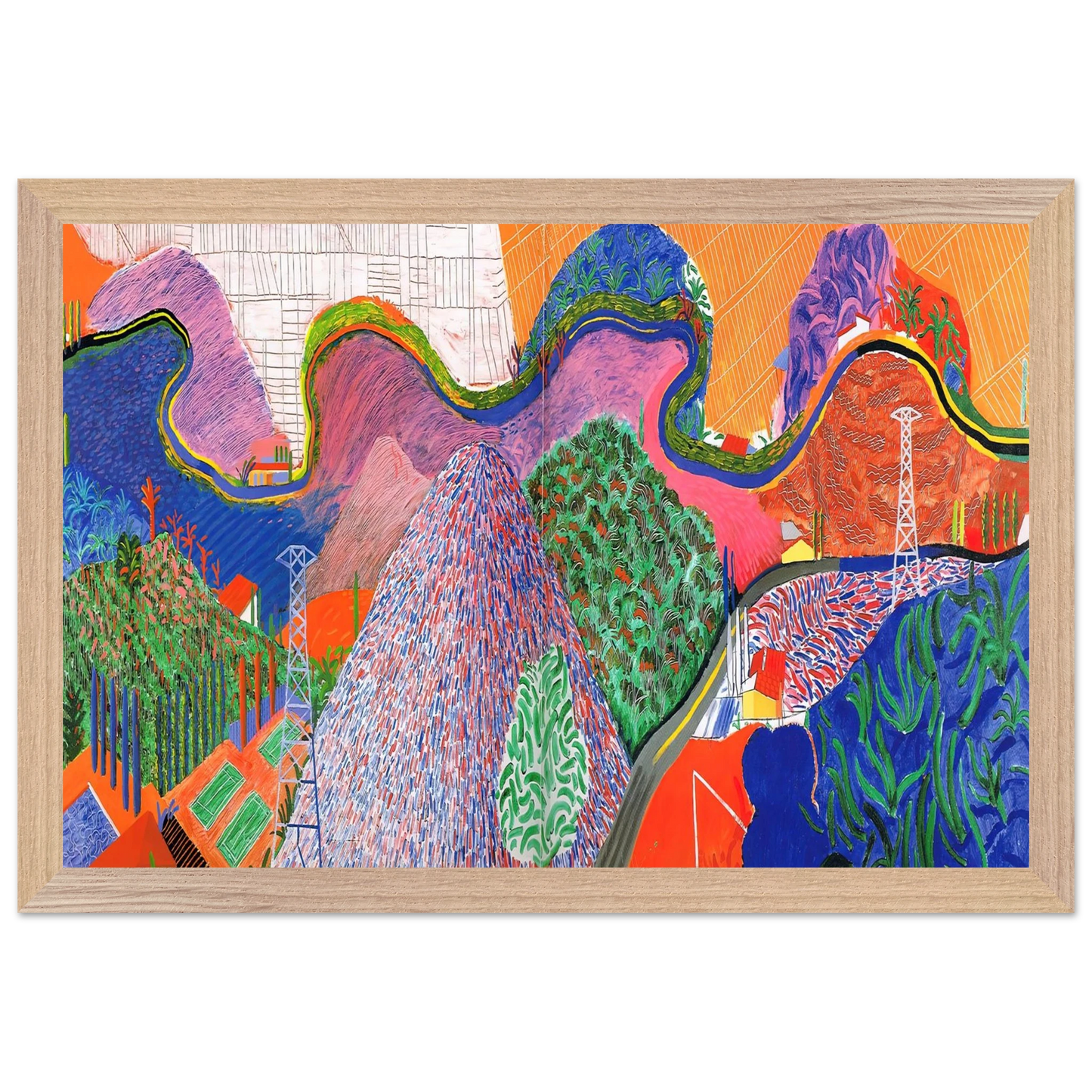 David Hockney - David Hockney Wall art - 70x100 cm / 28x40 inches - Premium Wooden Framed Poster With Fine Art Paper-canvas - Wood frame