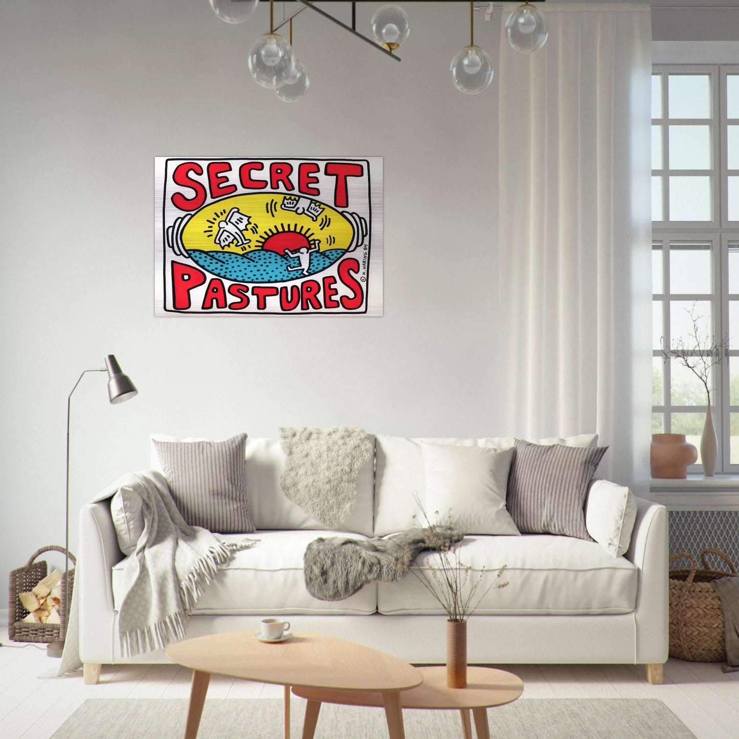 PROMOTIONAL POSTER FOR SECRET PASTURES 1984 - Keith Haring Brushed Aluminum Print - 70x100 cm / 28x40 inches | Keith Haring Aluminum Print | Keith Haring Prints
