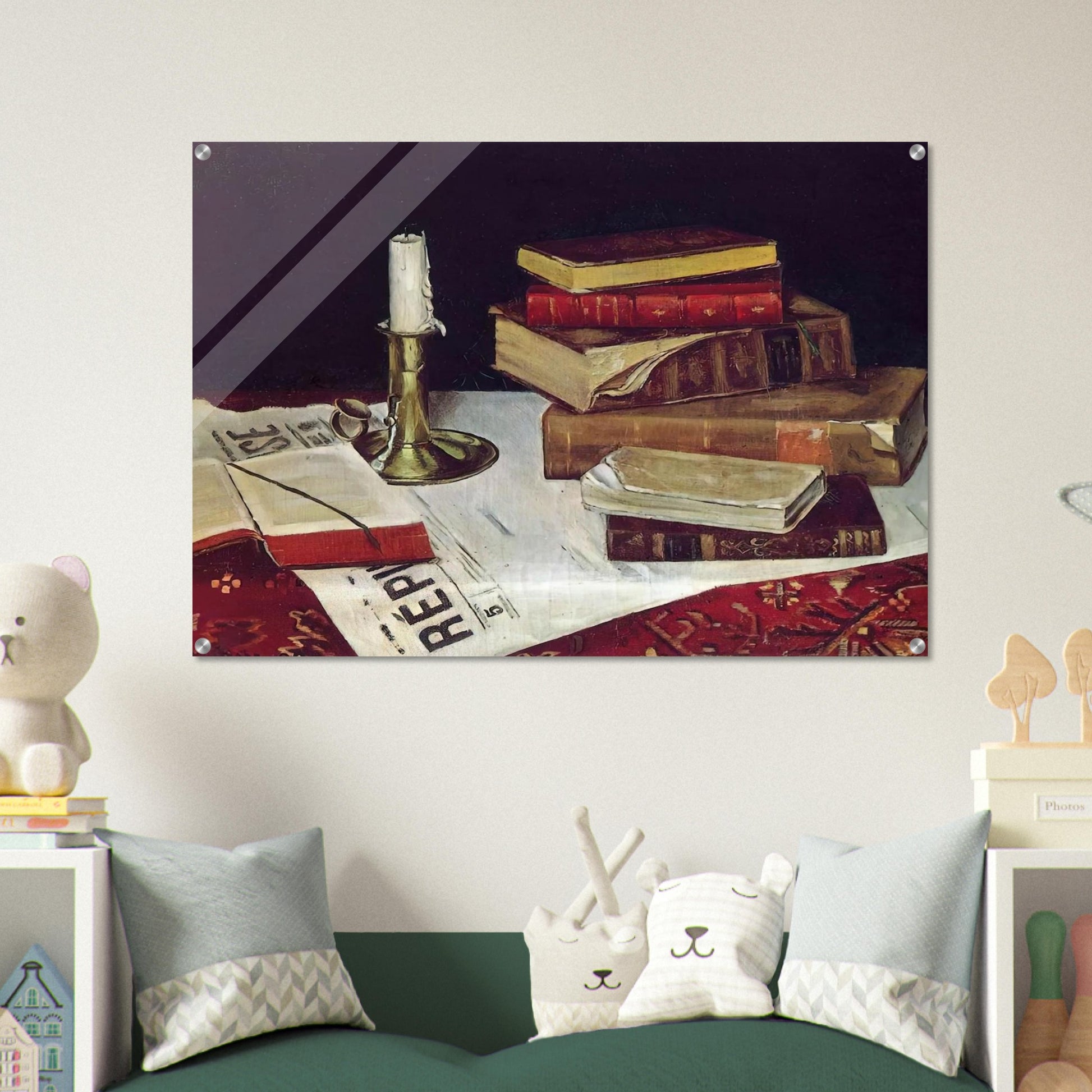 STILL LIFE WITH BOOKS AND CANDLE 1890 - Henri Matisse Acrylic Print - 70x100 cm / 28x40″ inches