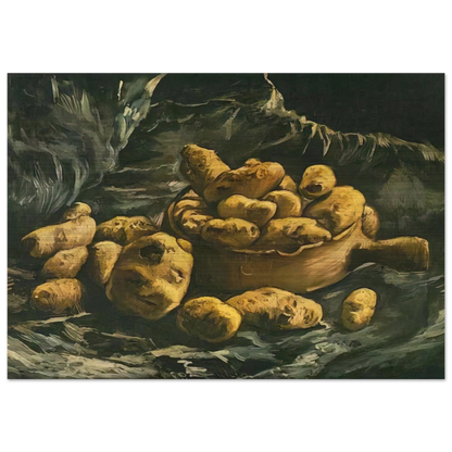 Still life with an Earthern bowl and potatoes - Vincent van Gogh Brushed Aluminum Print - 70x100 cm / 28x40 inches | Vincent van Gogh Aluminum Print | Vincent van Gogh Prints