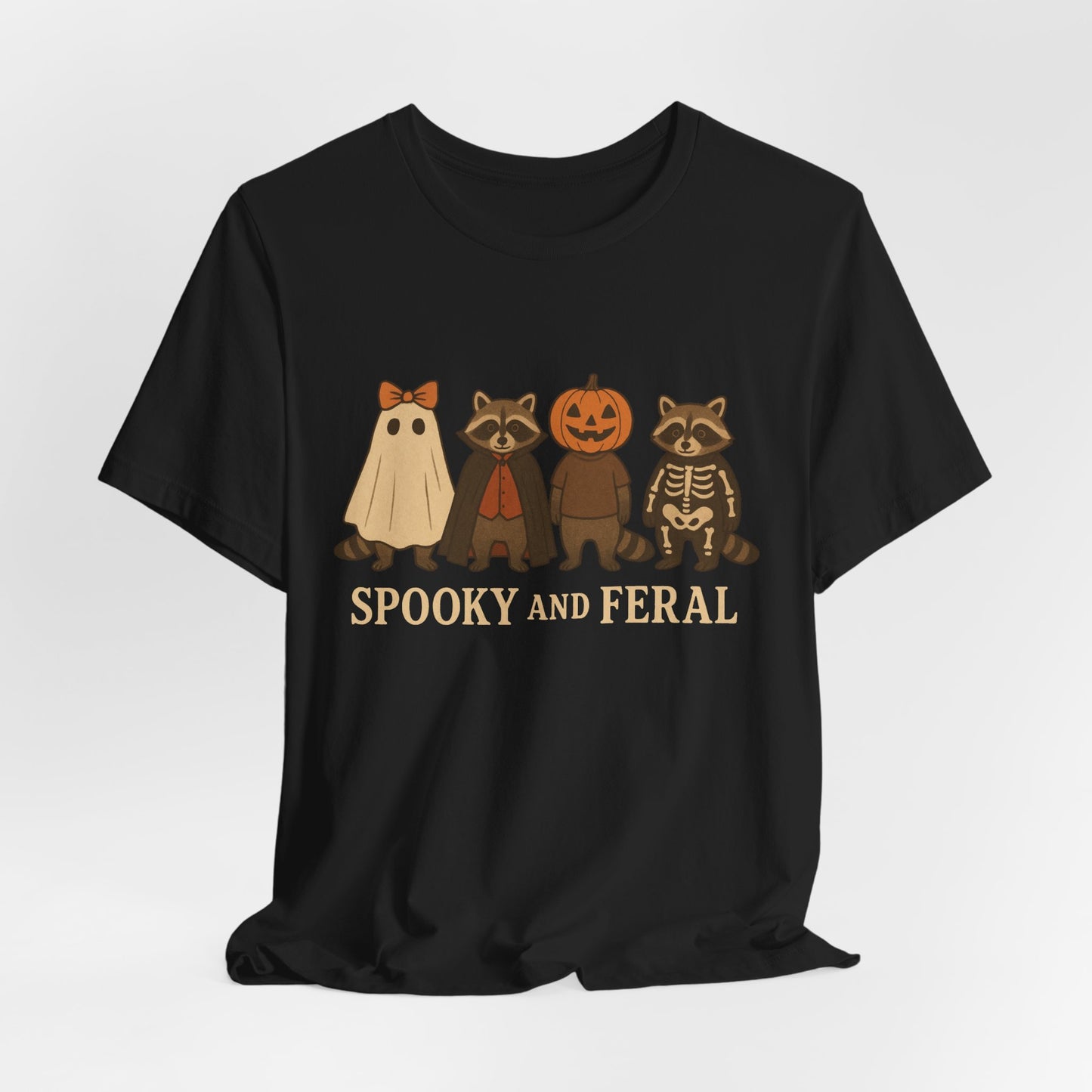 Camiseta de mapache espeluznante, divertida camiseta gráfica de Halloween, bonita camiseta vintage de otoño, moderna camiseta de Halloween para mujer, camiseta de mapache salvaje