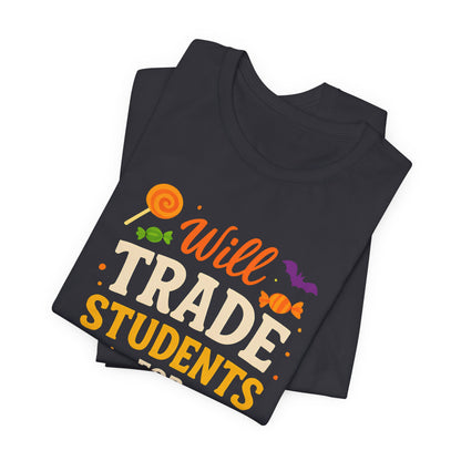 Camiseta con disfraz de profesor para Halloween, intercambiaré estudiantes por dulces.
