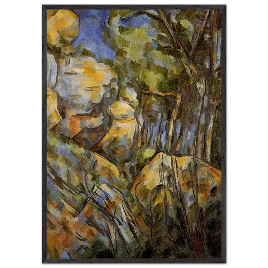 Rocks near the Caves below the Chateau Noir - Paul Cezanne 70x100 cm / 28x40 inches Framed Art Print – Black Wooden Frame