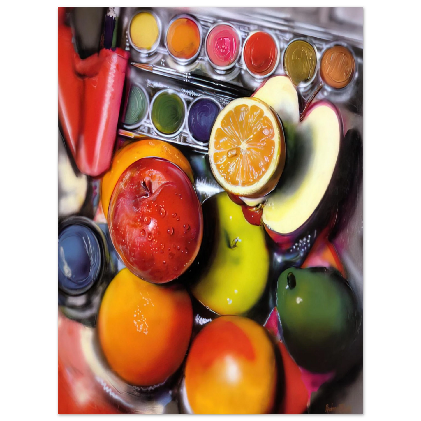 Audrey Flack - ENERGY APPLES 1980  75x100 cm / 30x40inches Fine Art Poster