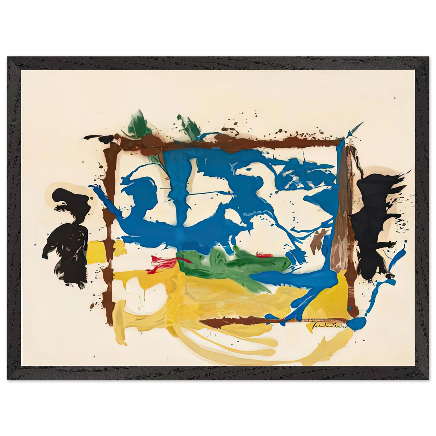 Helen Frankenthaler - Swan Lake I, 1961- Wall Art - 21x29.7 cm / 8x12" - Premium Wooden Framed Poster With Fine Art Paper-canvas - Wood frame