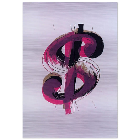Paper Dollar - Andy Warhol Brushed Aluminum Print - 70x100 cm / 28x40 inches | Andy Warhol Aluminum Print | Andy Warhol Prints