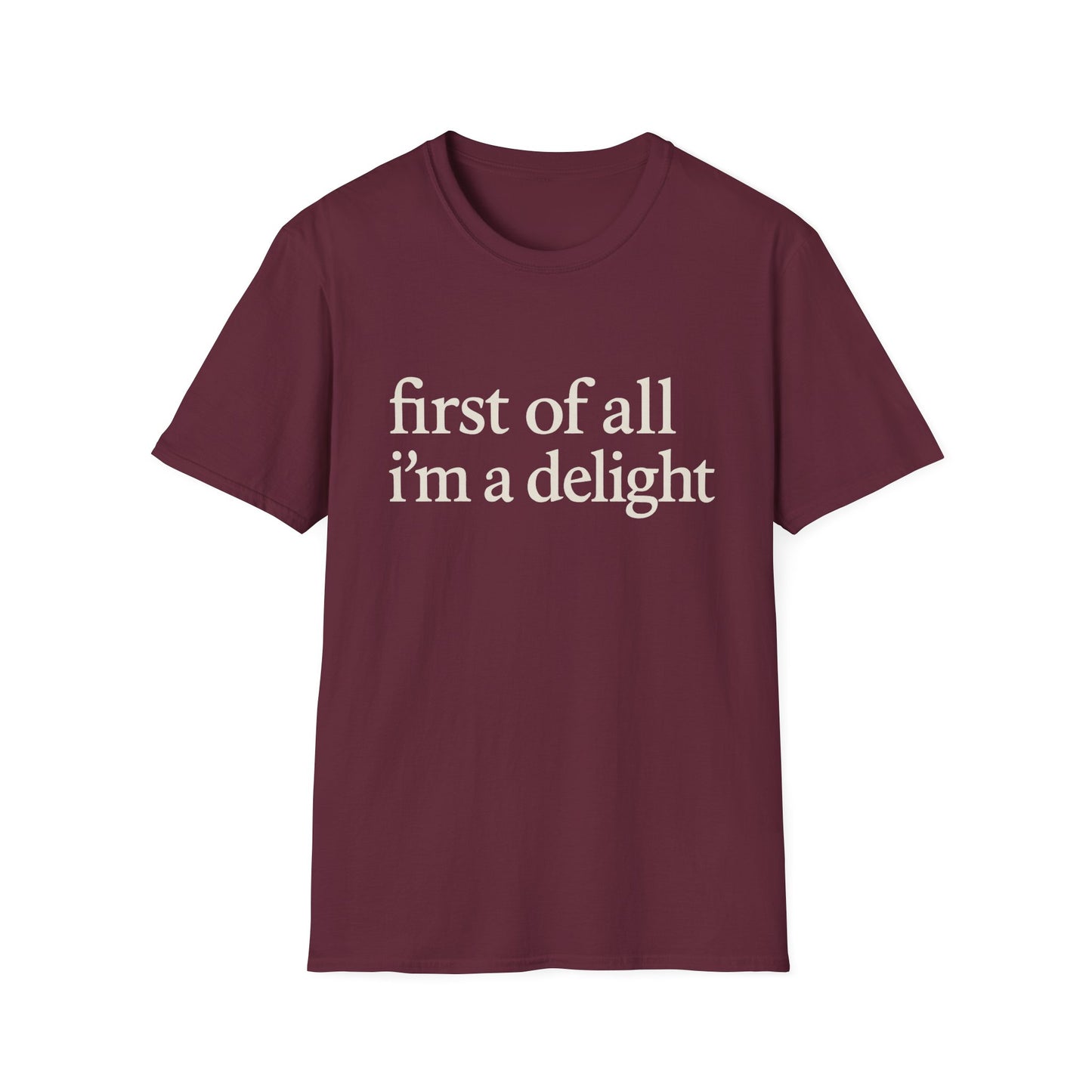 Camiseta "Primero que nada soy un deleite", camiseta con cita divertida para mujer, camiseta con frase atrevida, regalo gráfico ingenioso para la mejor amiga