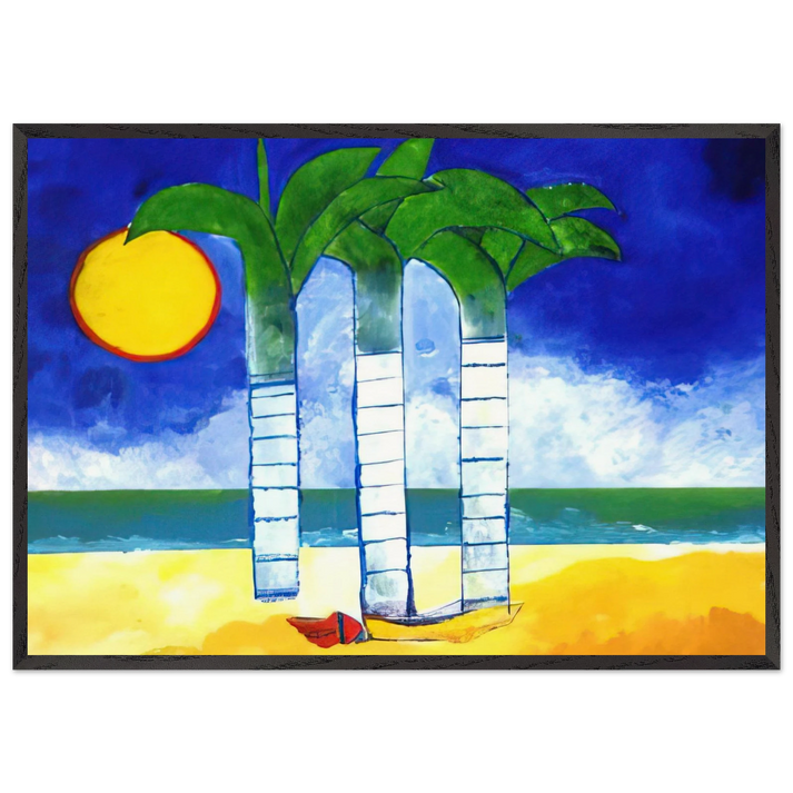 Paisagem - Naive Art Primitivism - Aldemir Martins 70x100 cm / 28x40 inches Framed Art Print – Black Wooden Frame