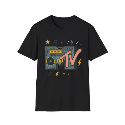 Camiseta gráfica retro de MTV con estampado de guepardo, estilo rock, unisex, estilo banda de los años 80 y 90