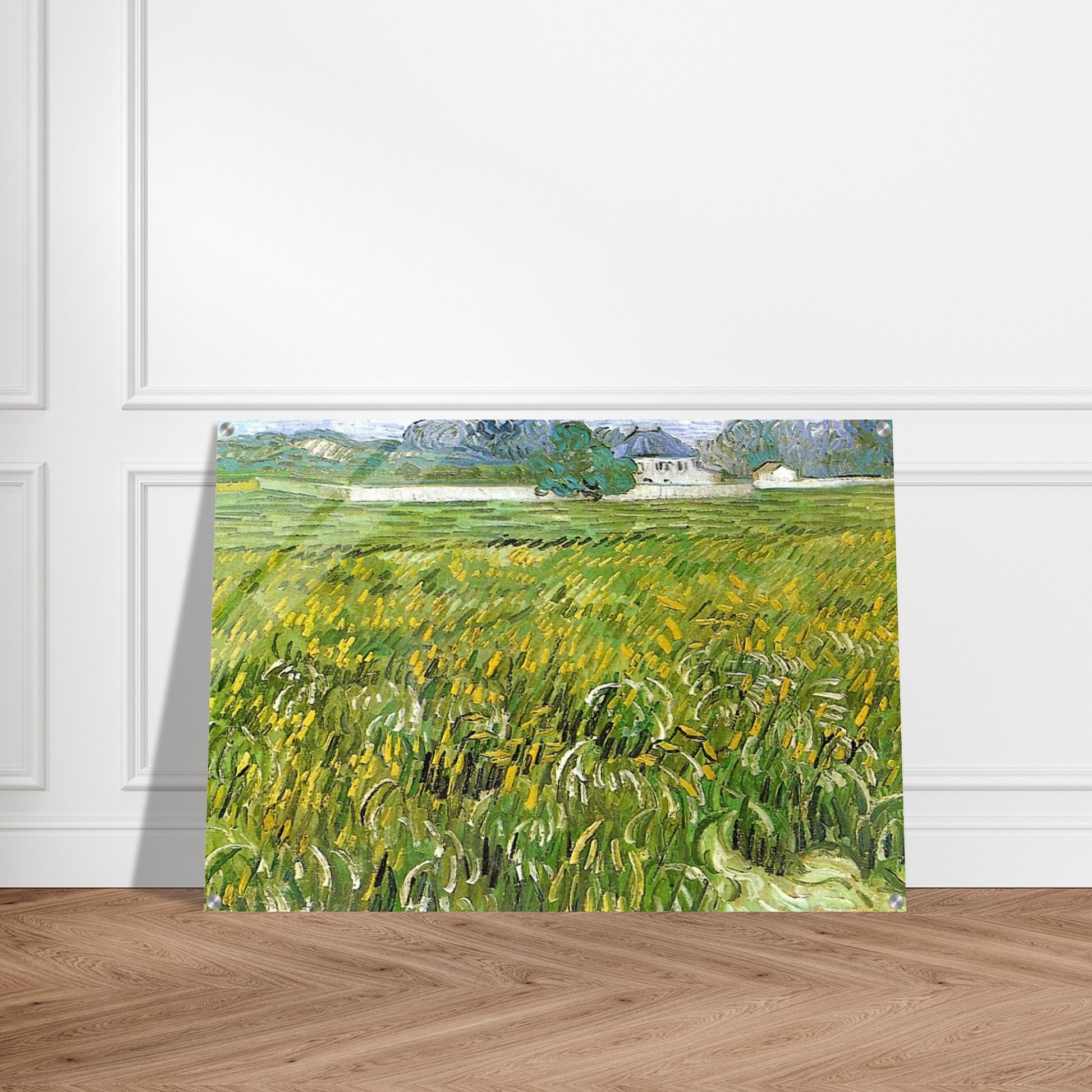 Wheat Field at Auvers with White House - Vincent van Gogh Acrylic Print - 70x100 cm / 28x40″ inches