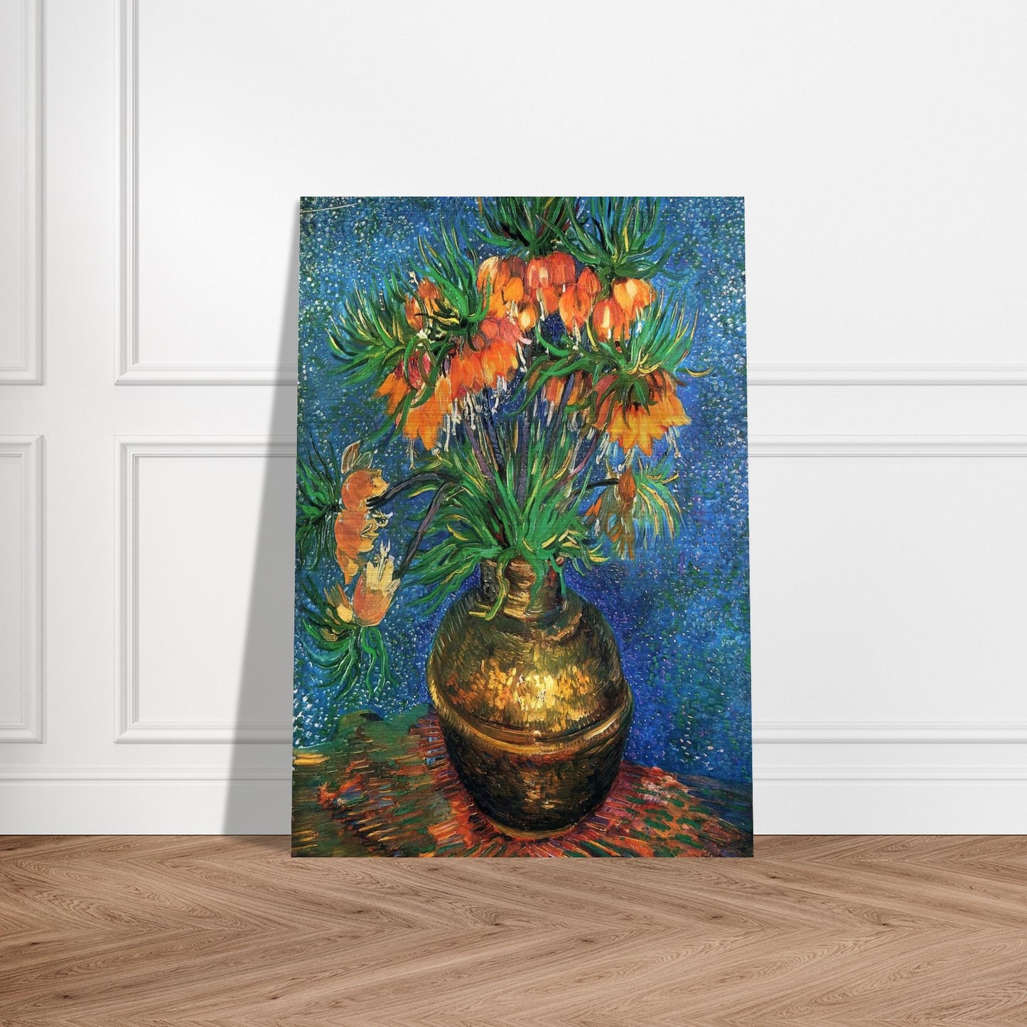 Fritillaries in a Copper Vase - Vincent van Gogh Brushed Aluminum Print - 70x100 cm / 28x40 inches | Vincent van Gogh Aluminum Print | Vincent van Gogh Prints
