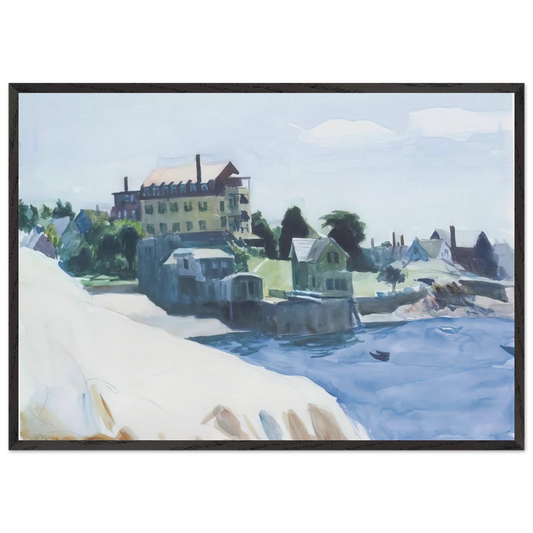 Small Town on Cove - Edward Hopper 70x100 cm / 28x40 inches Framed Art Print – Black Wooden Frame
