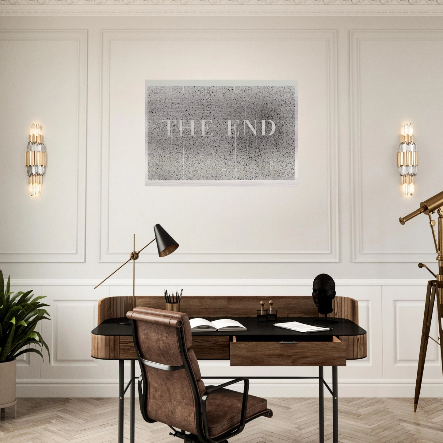 THE END 60 2005 - Edward Ruscha Brushed Aluminum Print - 70x100 cm / 28x40 inches | Edward Ruscha Aluminum Print | Edward Ruscha Prints