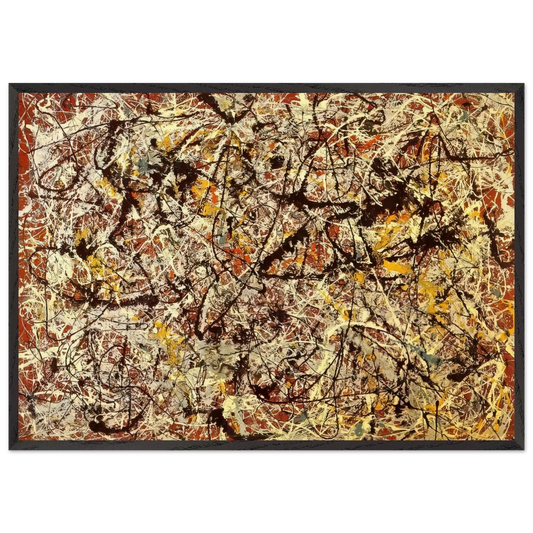 MURAL ON INDIAN RED GROUND 1950 - Jackson Pollock 70x100 cm / 28x40 inches Framed Art Print – Black Wooden Frame