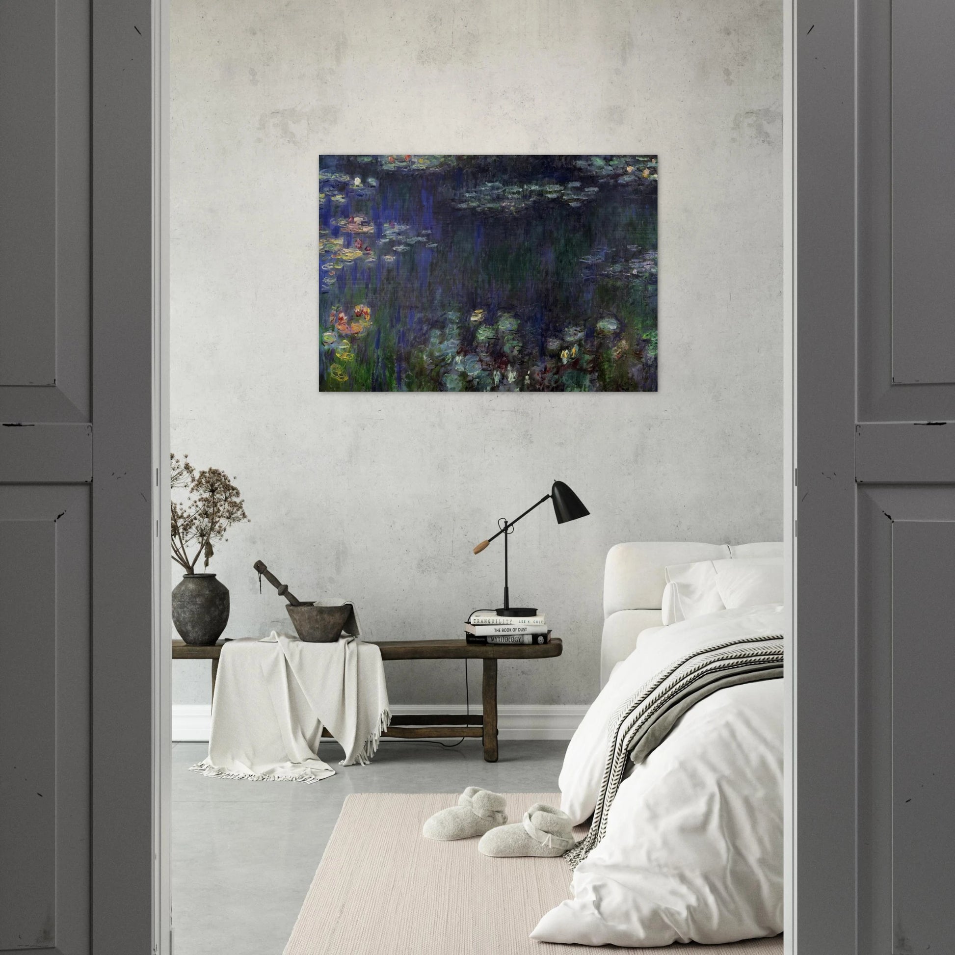 Water Lilies, Green Reflection left half - claude monet Brushed Aluminum Print - 70x100 cm / 28x40 inches | claude monet Aluminum Print | claude monet Prints
