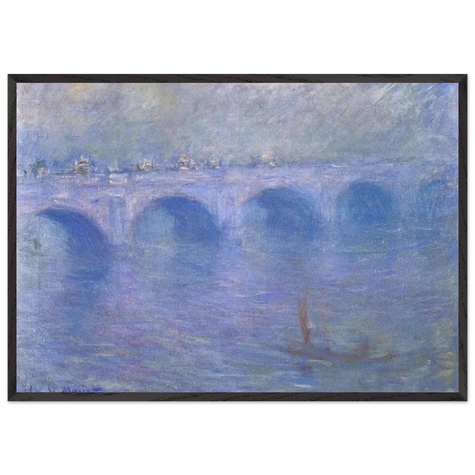 Waterloo Bridge in the Fog - claude monet 70x100 cm / 28x40 inches Framed Art Print – Black Wooden Frame