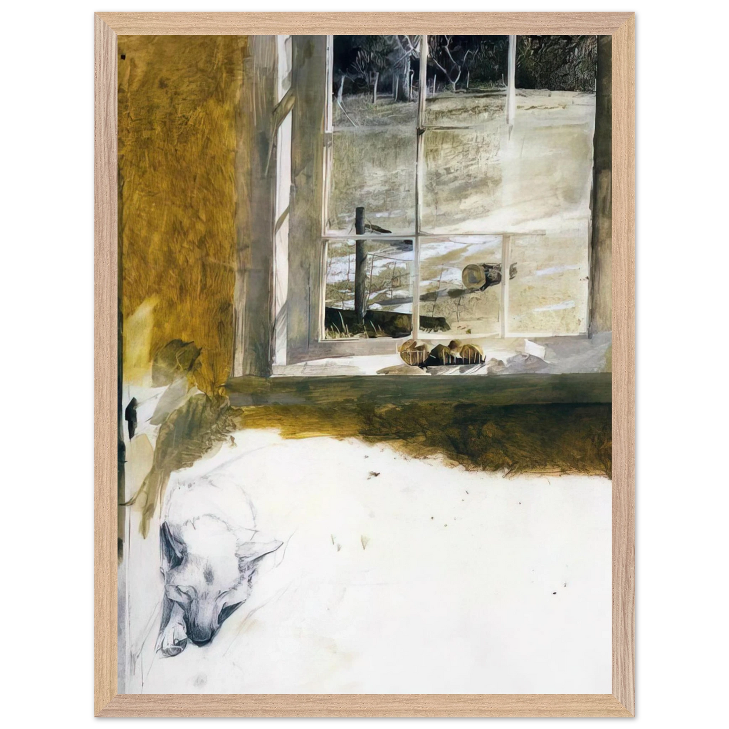Andrew Wyeth - GROUNDHOG DAY 3 Wall Art - 30x40 cm / 12x16 inches - Premium Wooden Framed Poster With Fine Art Paper-canvas - Black frame