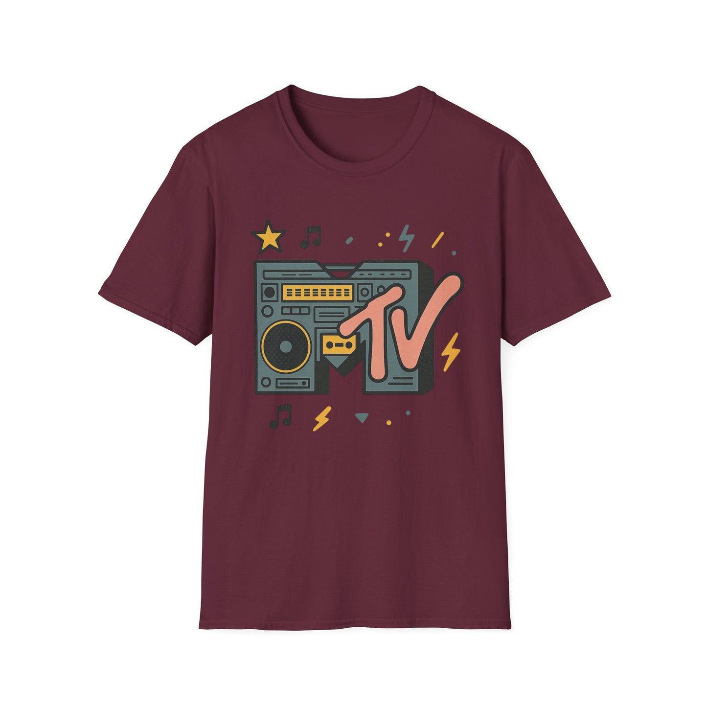 Camiseta gráfica retro de MTV con estampado de guepardo, estilo rock, unisex, estilo banda de los años 80 y 90