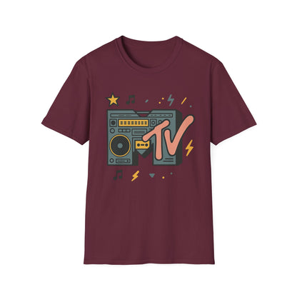 Camiseta gráfica retro de MTV con estampado de guepardo, estilo rock, unisex, estilo banda de los años 80 y 90