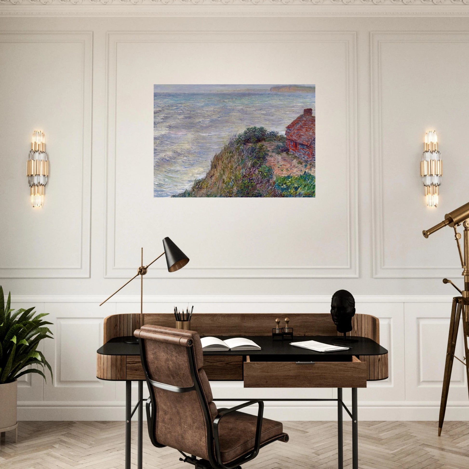 Fisherman`s House in Petit-Ailly - claude monet Brushed Aluminum Print - 70x100 cm / 28x40 inches | claude monet Aluminum Print | claude monet Prints