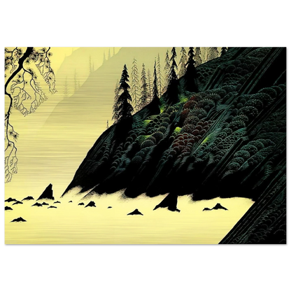 Spruce Redwood and Pine - Eyvind Earle Brushed Aluminum Print - 70x100 cm / 28x40 inches | Eyvind Earle Aluminum Print | Eyvind Earle Prints