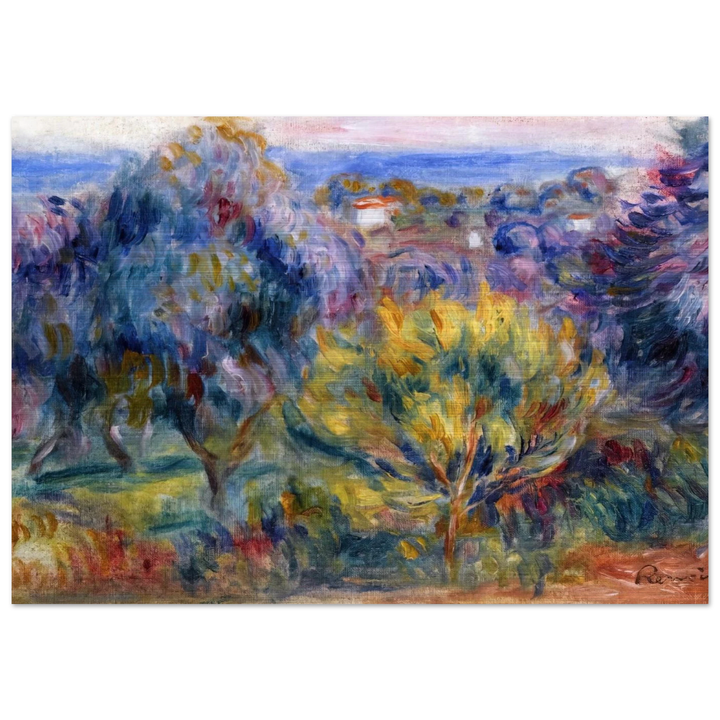 Landscape with a View of the Sea - Pierre-Auguste Renoir Brushed Aluminum Print - 70x100 cm / 28x40 inches | Pierre-Auguste Renoir Aluminum Print | Pierre-Auguste Renoir Prints