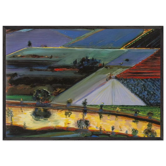 Farm Channel - 1996 - Wayne Thiebaud 70x100 cm / 28x40 inches Framed Art Print – Black Wooden Frame