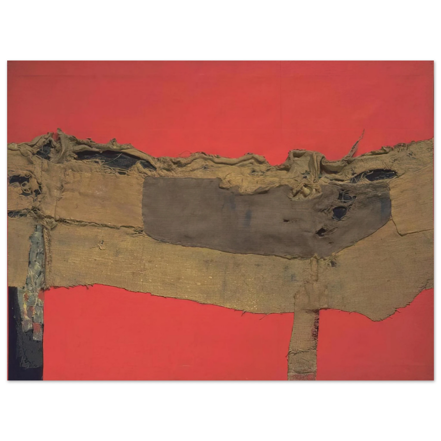Alberto Burri - Sacking and Red - 1954  75x100 cm / 30x40inches Fine Art Poster