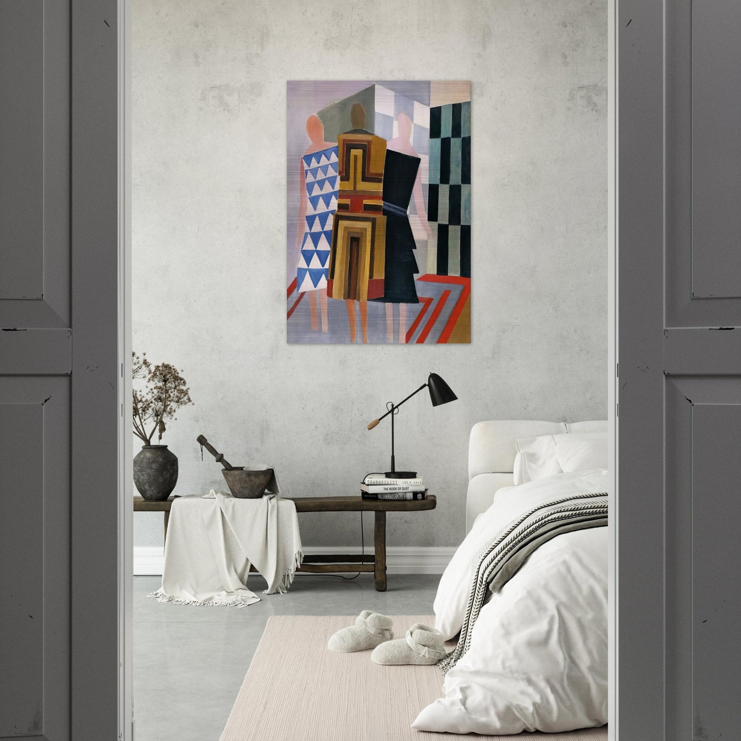 SIMULTANEOUS DRESSES THREE WOMEN FORMS COLOURS 1925 - Sonia Delaunay Brushed Aluminum Print - 70x100 cm / 28x40 inches | Sonia Delaunay Aluminum Print | Sonia Delaunay Prints