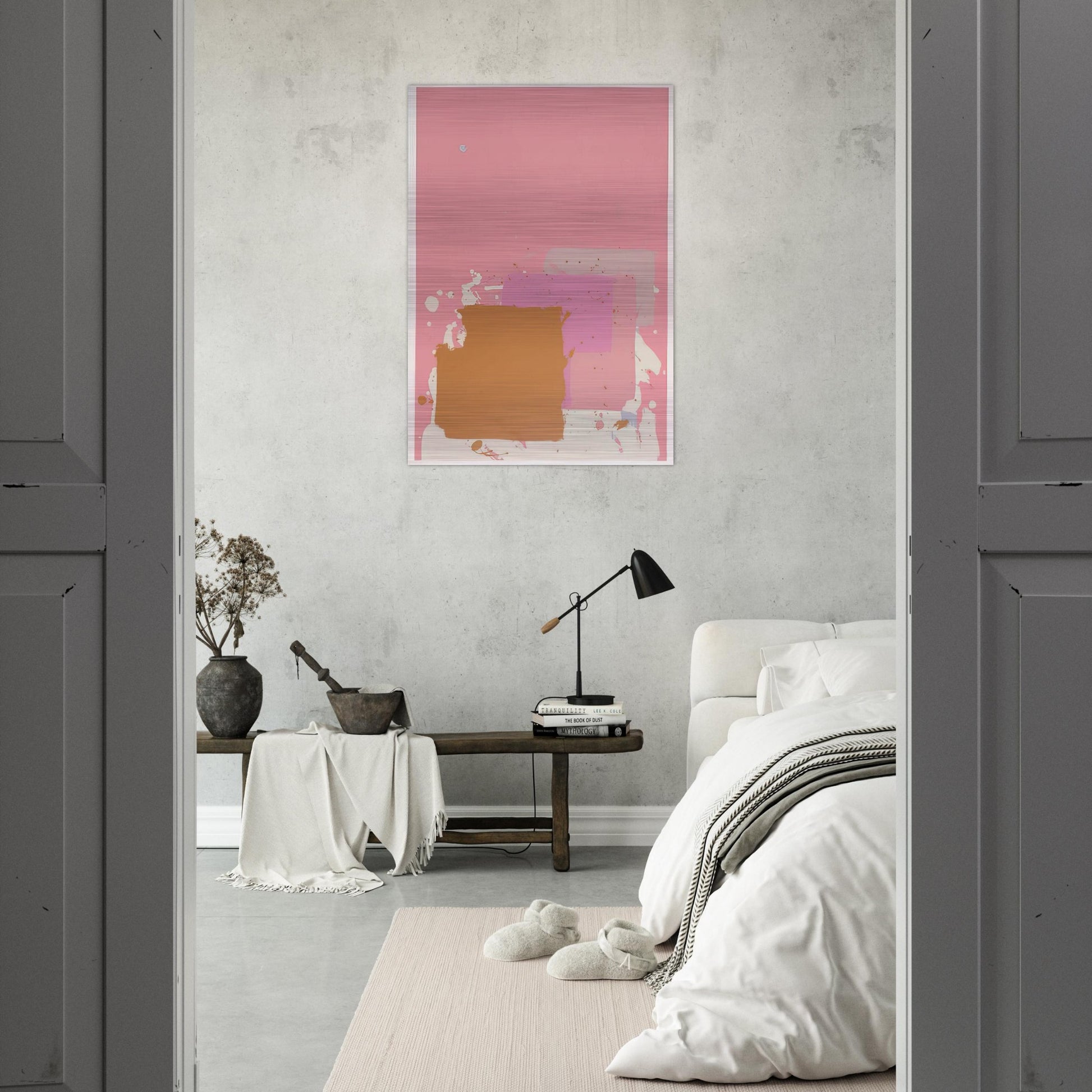 Brown Black on Pink - 1971 - John Hoyland Brushed Aluminum Print - 70x100 cm / 28x40 inches | John Hoyland Aluminum Print | John Hoyland Prints