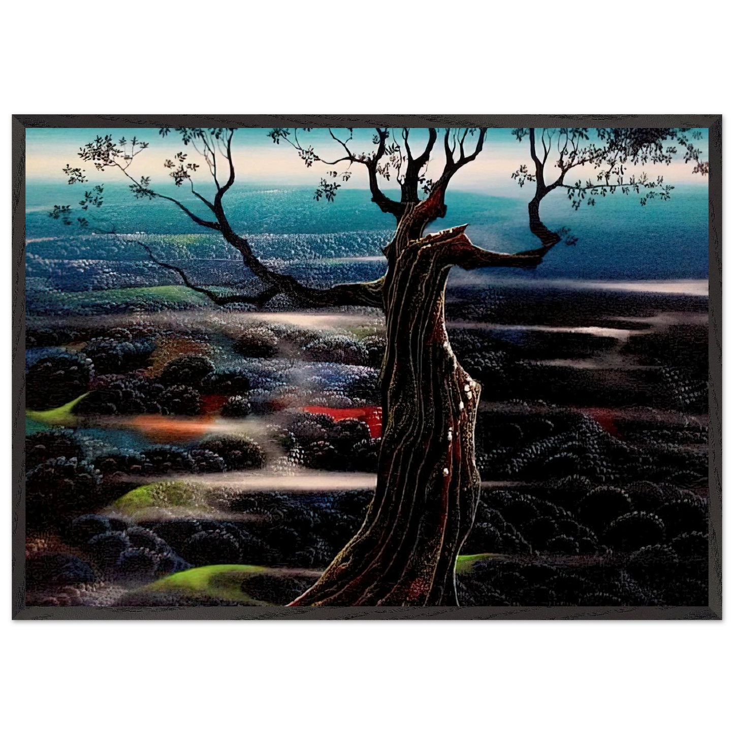 Wild Valley - Eyvind Earle 70x100 cm / 28x40 inches Framed Art Print – Black Wooden Frame
