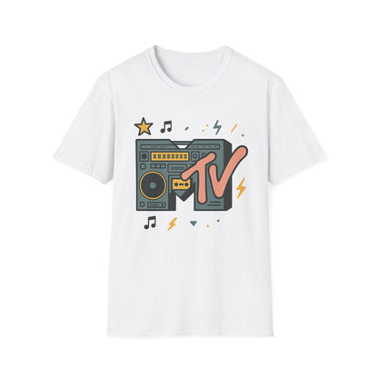 Camiseta gráfica retro de MTV con estampado de guepardo, estilo rock, unisex, estilo banda de los años 80 y 90