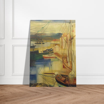 SHIPS MOORED ALONG THE DOCKS - Moise Kisling Brushed Aluminum Print - 70x100 cm / 28x40 inches | Moise Kisling Aluminum Print | Moise Kisling Prints