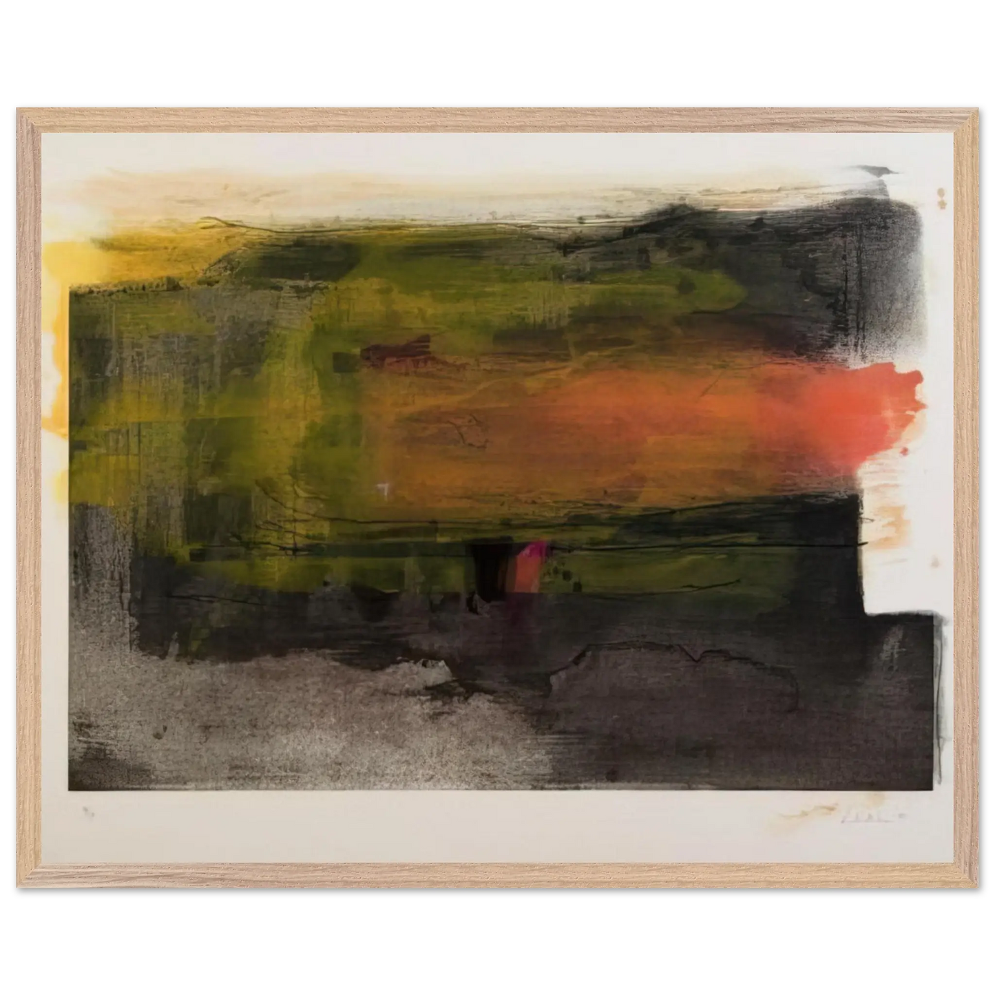 Helen Frankenthaler - Deep Sun - 1983 Wall art - 45x60 cm / 18x24 Inches - Premium Wooden Framed Poster With Fine Art Paper - White frame