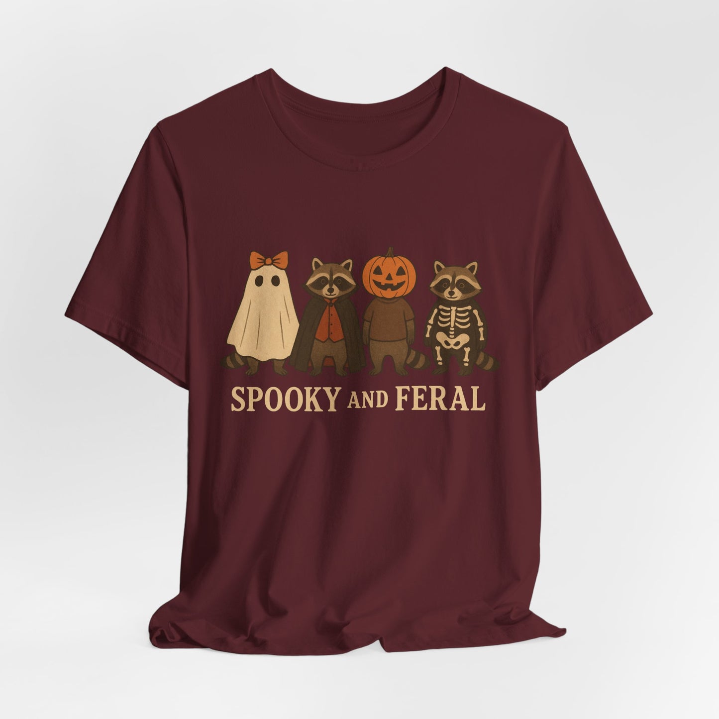 Camiseta de mapache espeluznante, divertida camiseta gráfica de Halloween, bonita camiseta vintage de otoño, moderna camiseta de Halloween para mujer, camiseta de mapache salvaje