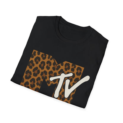 Camiseta gráfica vintage con estampado de guepardo de MTV, camiseta retro de música, televisión, banda de los años 80 y 90, camiseta unisex con estampado animal de rock
