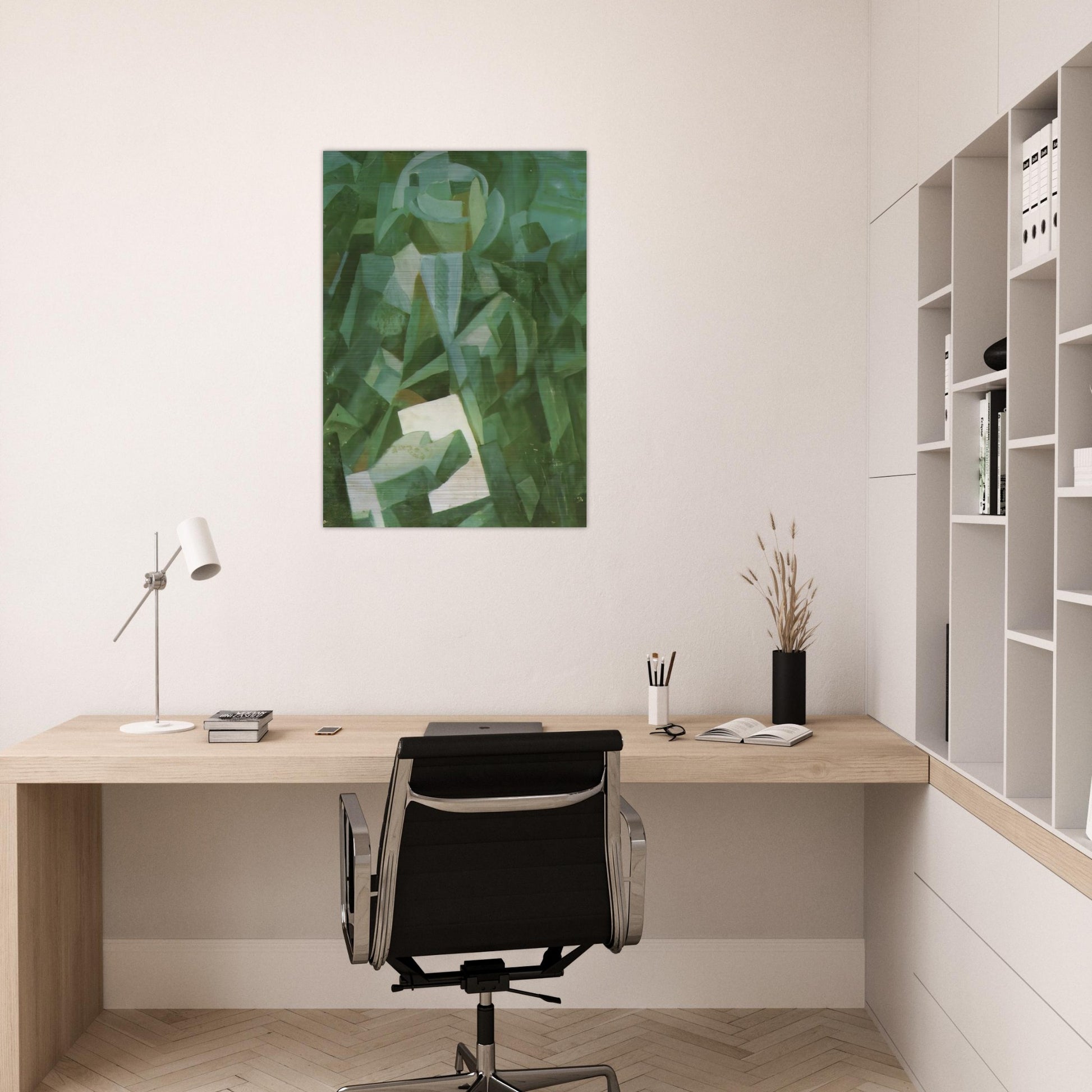 CUBIST COMPOSITION PORTRAIT OF A SEATED PERSON HOLDING A LETTER - Salvador Dali Brushed Aluminum Print - 70x100 cm / 28x40 inches | Salvador Dali Aluminum Print | Salvador Dali Prints