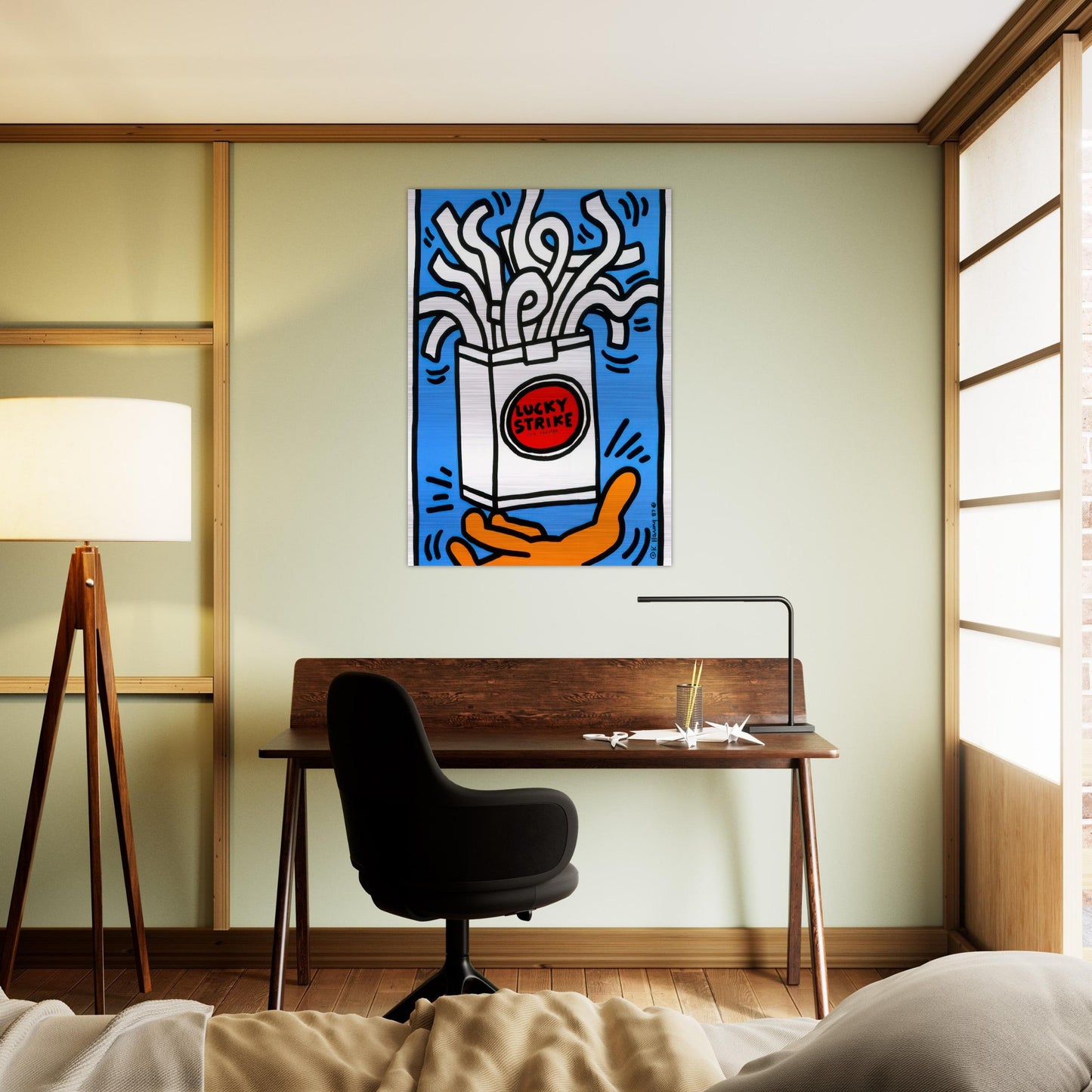 LUCKY STRIKE 1987 - Keith Haring Brushed Aluminum Print - 70x100 cm / 28x40 inches | Keith Haring Aluminum Print | Keith Haring Prints