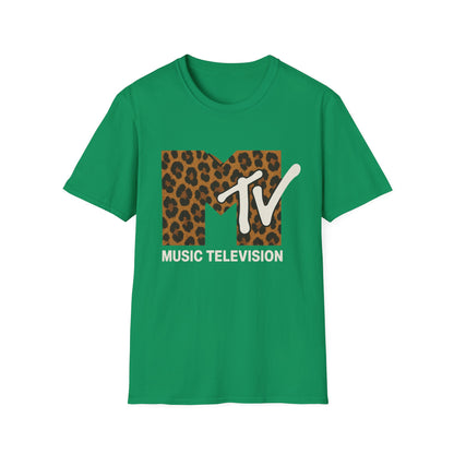 Camiseta gráfica vintage con estampado de guepardo de MTV, camiseta retro de música, televisión, banda de los años 80 y 90, camiseta unisex con estampado animal de rock