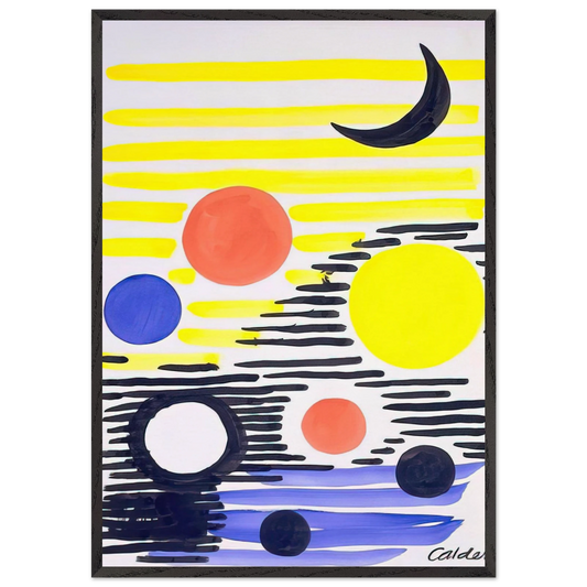 7 CIRCLES ABSTRACT 1966 - Alexander Calder 70x100 cm / 28x40 inches Framed Art Print – Black Wooden Frame