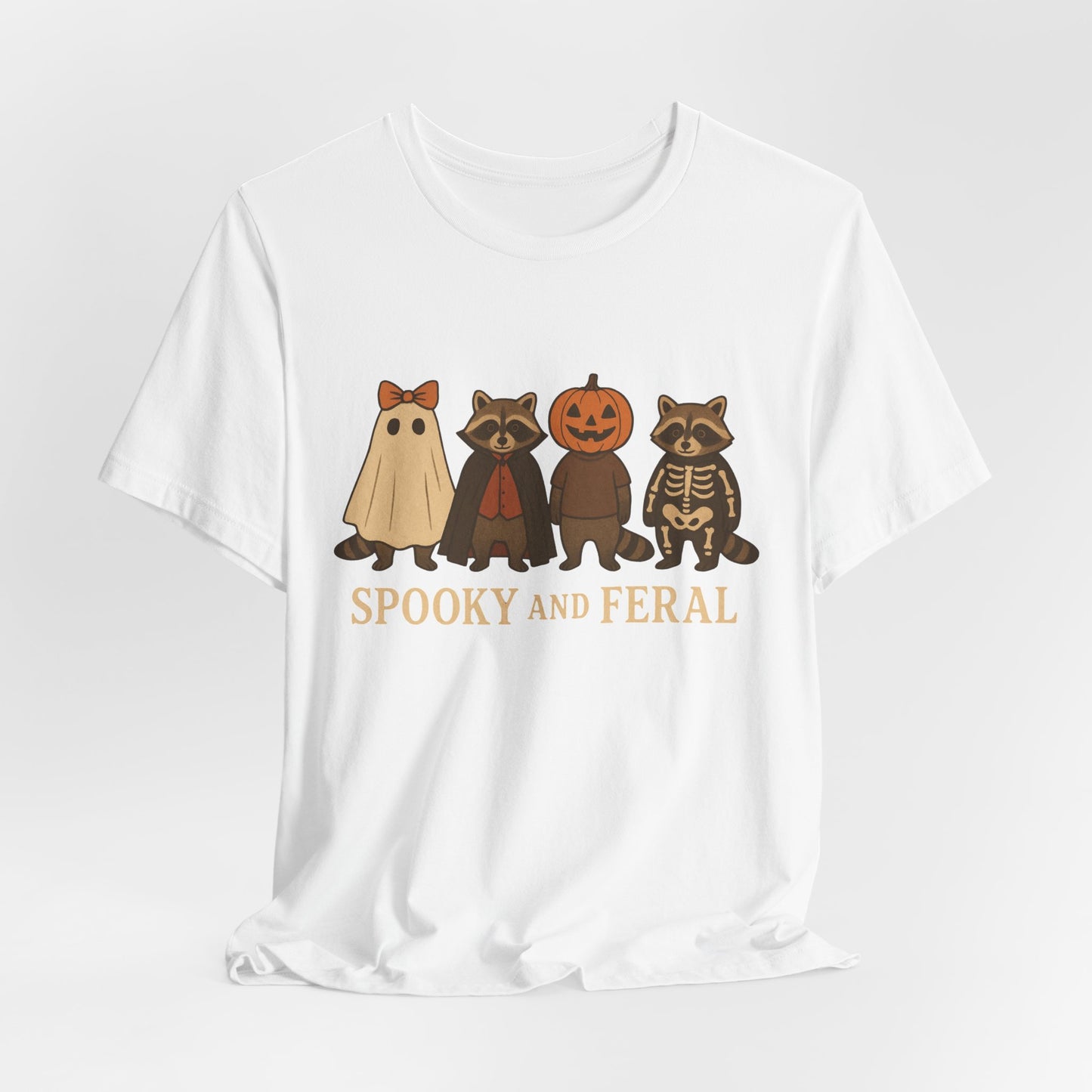 Camiseta de mapache espeluznante, divertida camiseta gráfica de Halloween, bonita camiseta vintage de otoño, moderna camiseta de Halloween para mujer, camiseta de mapache salvaje