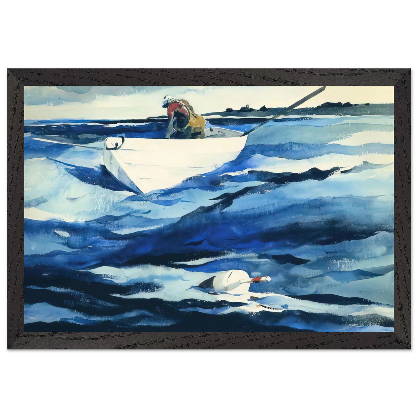 Andrew Wyeth - THE LOBSTERMAN Wall Art - 21x29.7 cm / 8x12" - Premium Wooden Framed Poster With Fine Art Paper-canvas - White frame