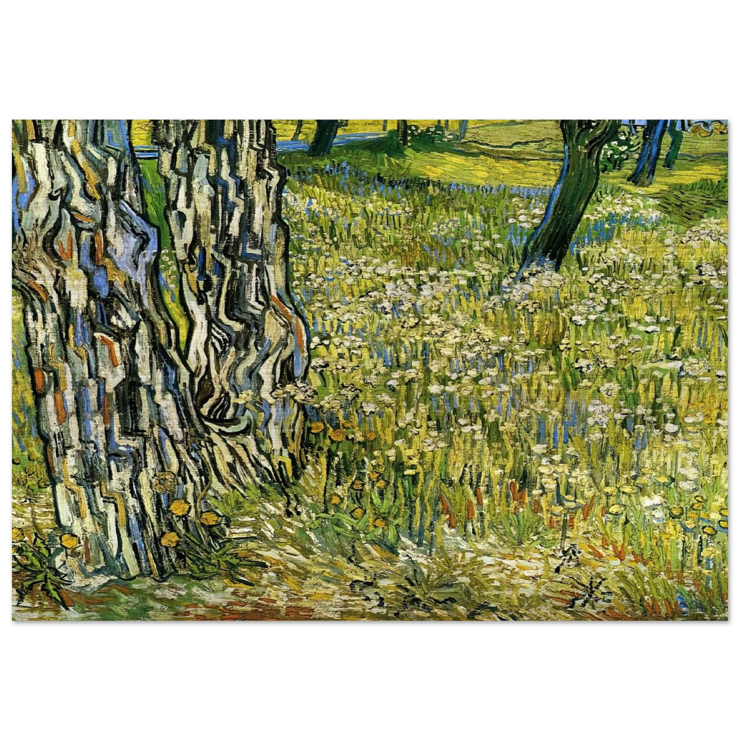 Tree Trunks in the Grass - Vincent van Gogh Brushed Aluminum Print - 70x100 cm / 28x40 inches | Vincent van Gogh Aluminum Print | Vincent van Gogh Prints