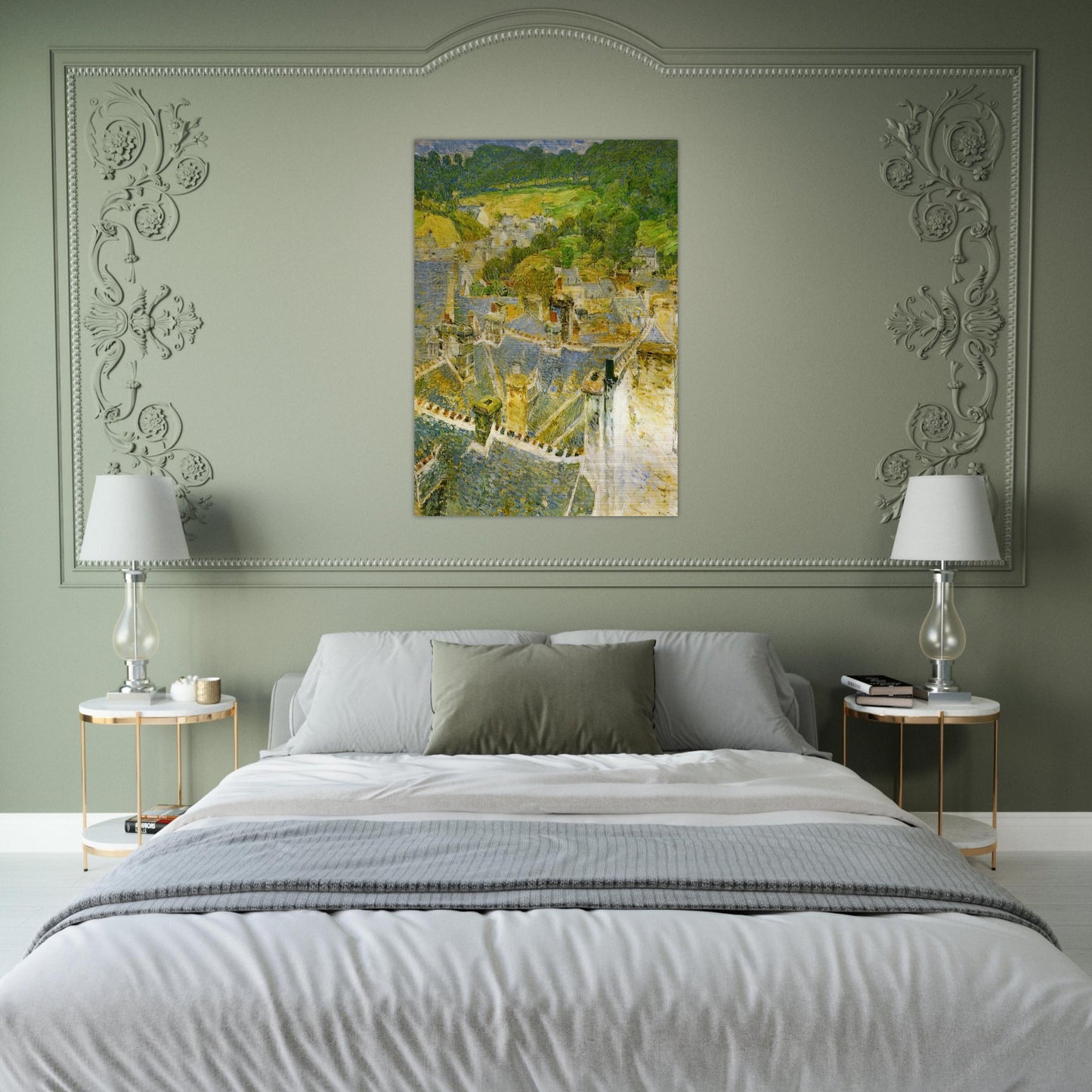 Rooftops, Pont-Aven - Childe Hassam Brushed Aluminum Print - 70x100 cm / 28x40 inches | Childe Hassam Aluminum Print | Childe Hassam Prints