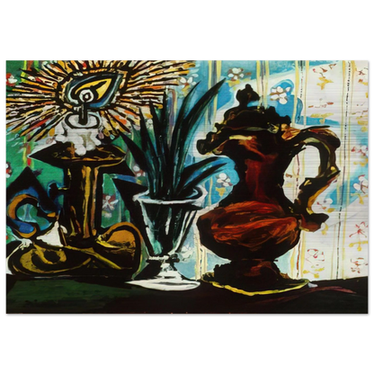 Still life with candle - Pablo Picasso Brushed Aluminum Print - 70x100 cm / 28x40 inches | Pablo Picasso Aluminum Print | Pablo Picasso Prints
