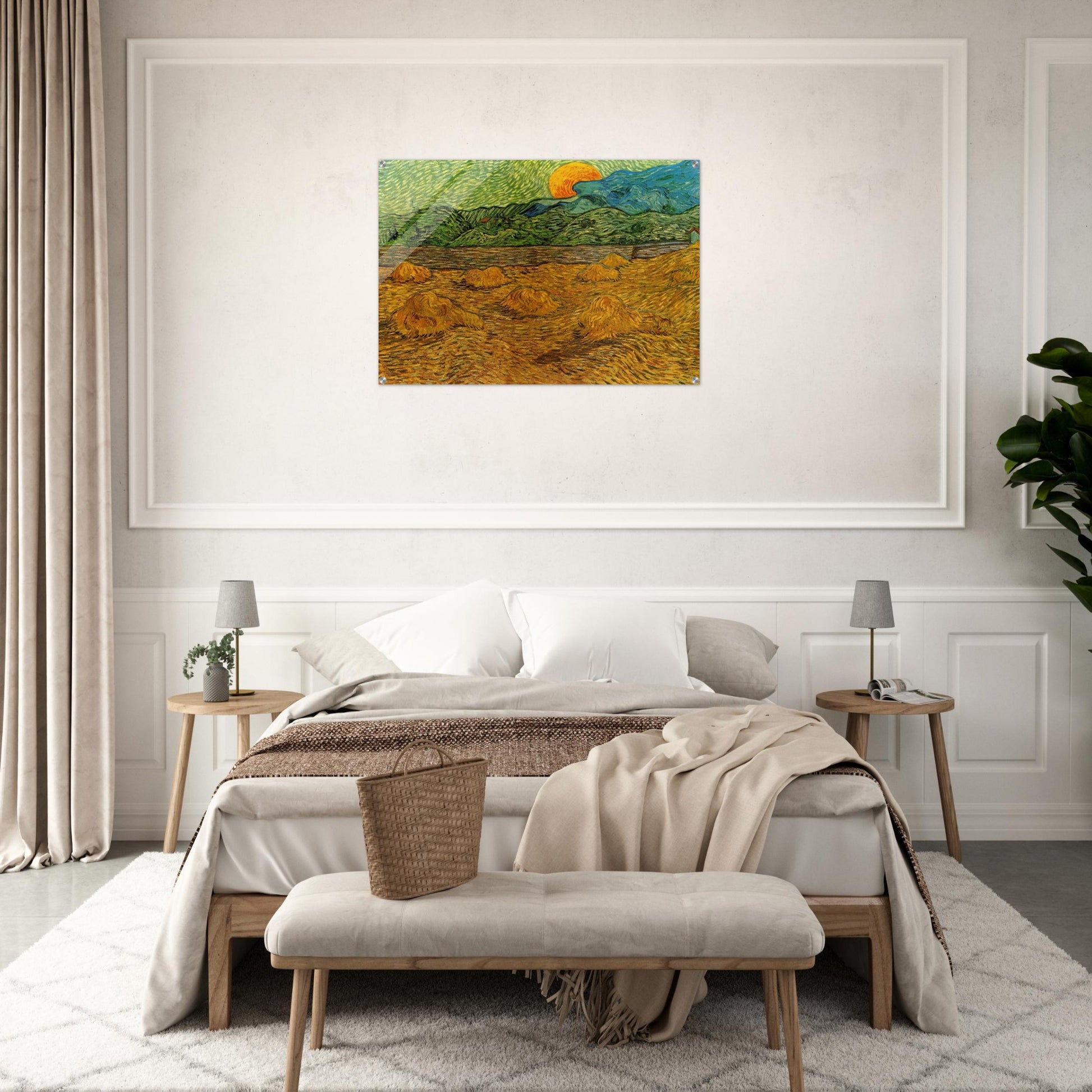 Evening Landscape with Rising Moon - Vincent van Gogh Acrylic Print - 70x100 cm / 28x40″ inches | Vincent van Gogh Wall Art | Vincent van Gogh Prints